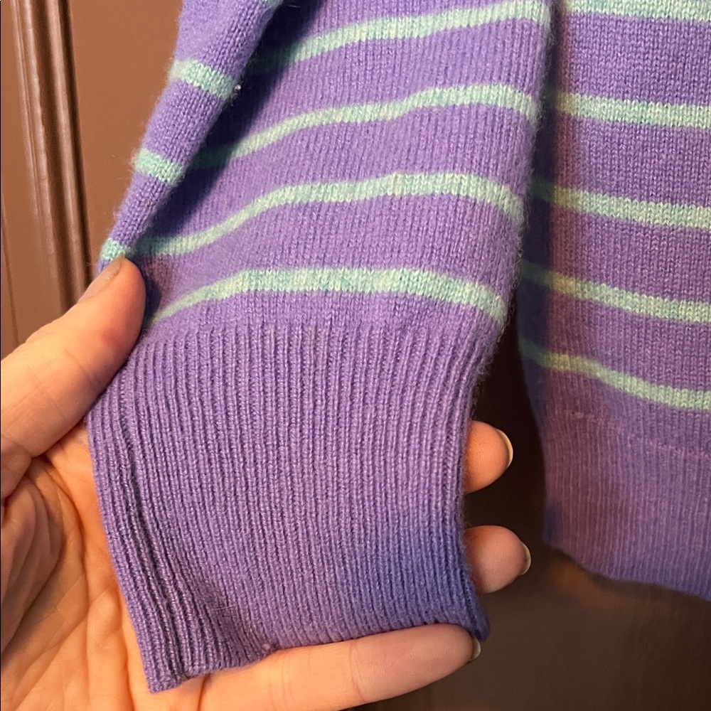 Kule Purple Aqua Striped Cashmere Sweater M RARE HTF - Picture 4 of 5
